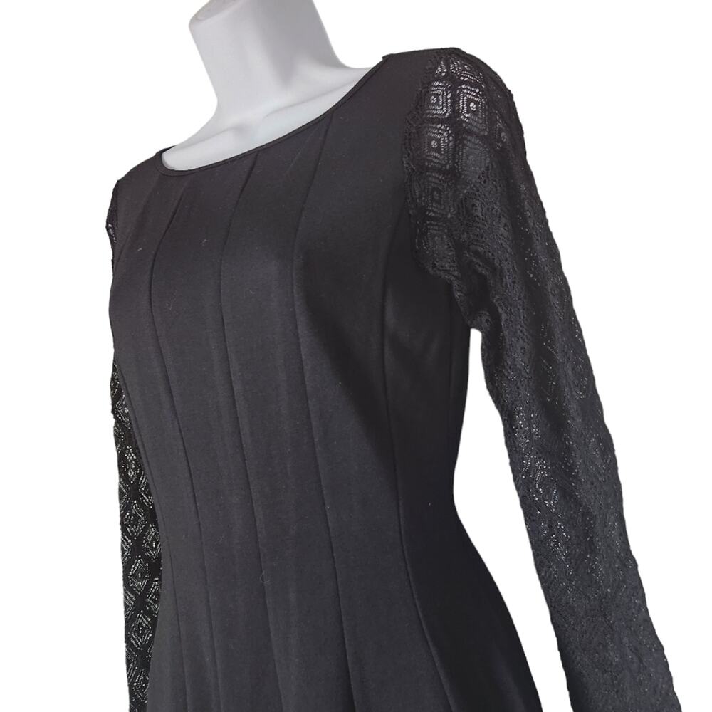 Catherine Malandrino Dress Size 4 Black Lace Long Sleeves Fit & Flare - Picture 7 of 9